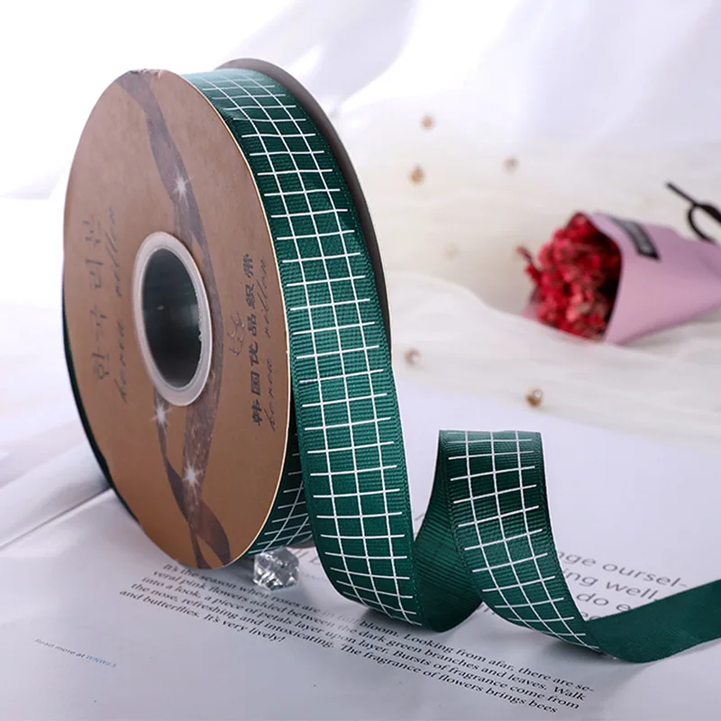 

25mm Thread Lattice Ribbon Gift Flowers Handmade DIY Packaging Floral Ribbed Ribbon 25 Yards Long