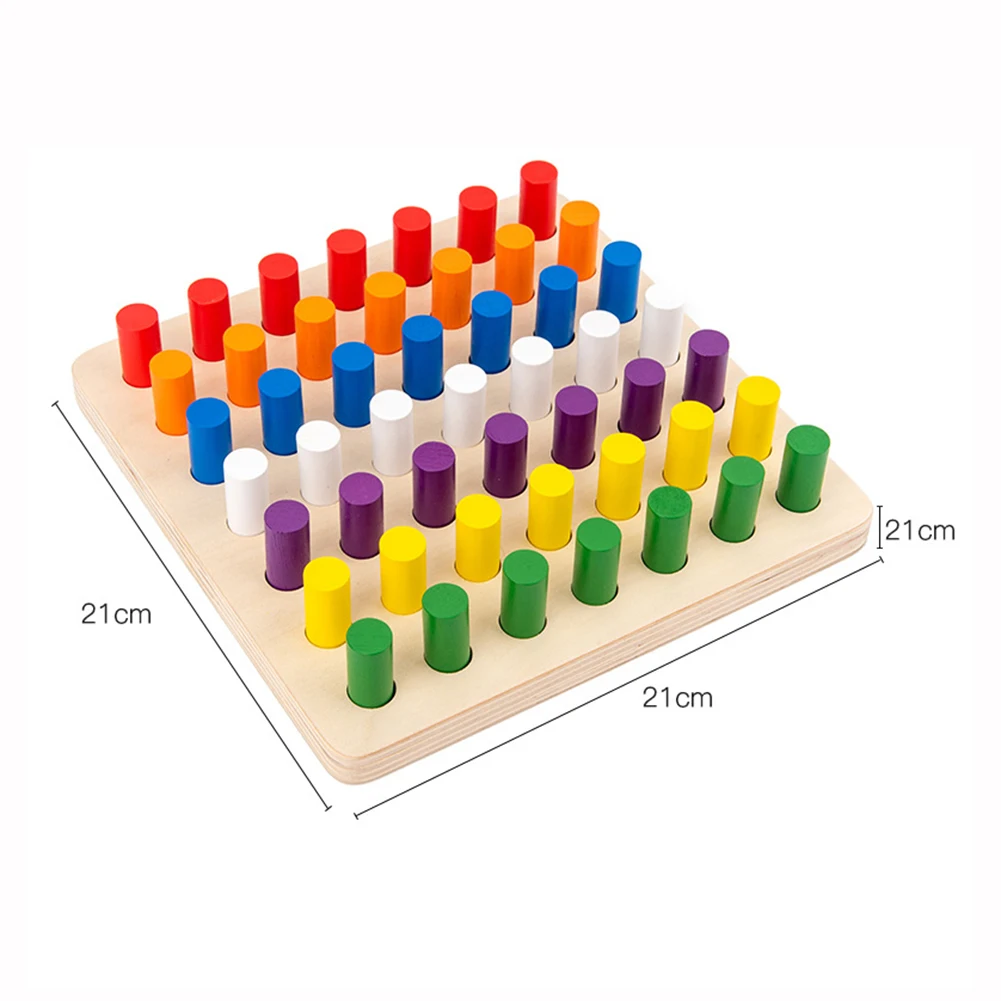

Wooden Rainbow Sticks Inserting Blocks Color Cognition Kids Learning Toy