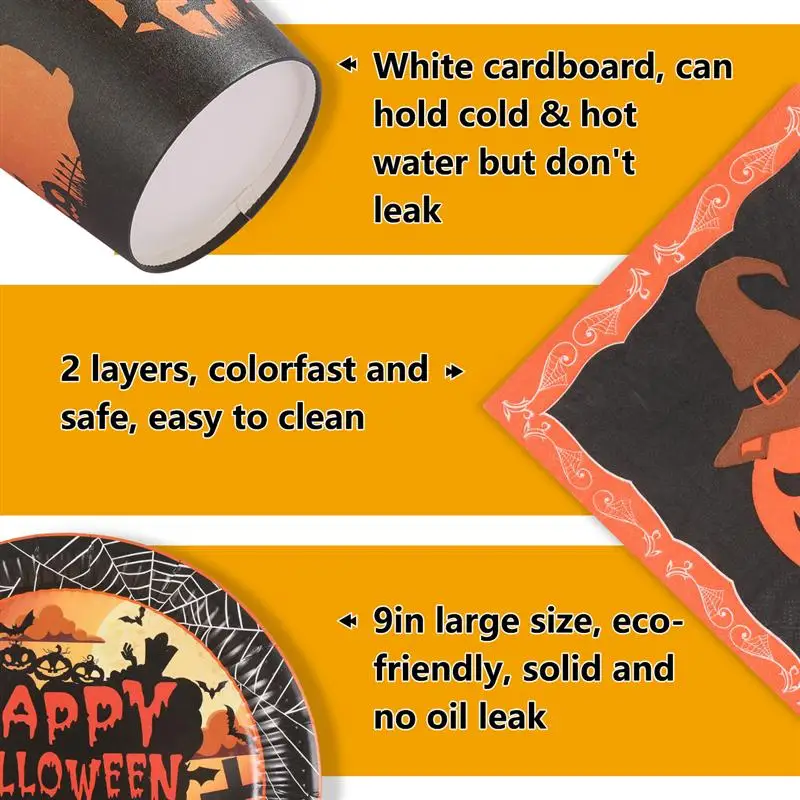 Набор посуды на Хэллоуин принадлежностей для праздновечерние включает тарелки