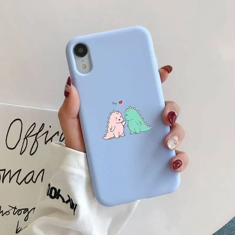 

Cartoon Dinosaur Phone Case Liquid Silicone for iPhone 11 Pro Max XR XS X Soft Candy Cover for iPhone 6 6S 7 8 Plus Cases