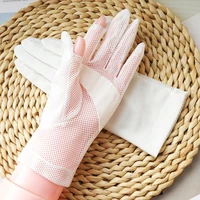 1pair summer anti uv ice silk glove fingertip opened non slip sunscreen mesh breathable gloves women men outdoor moto cycling
