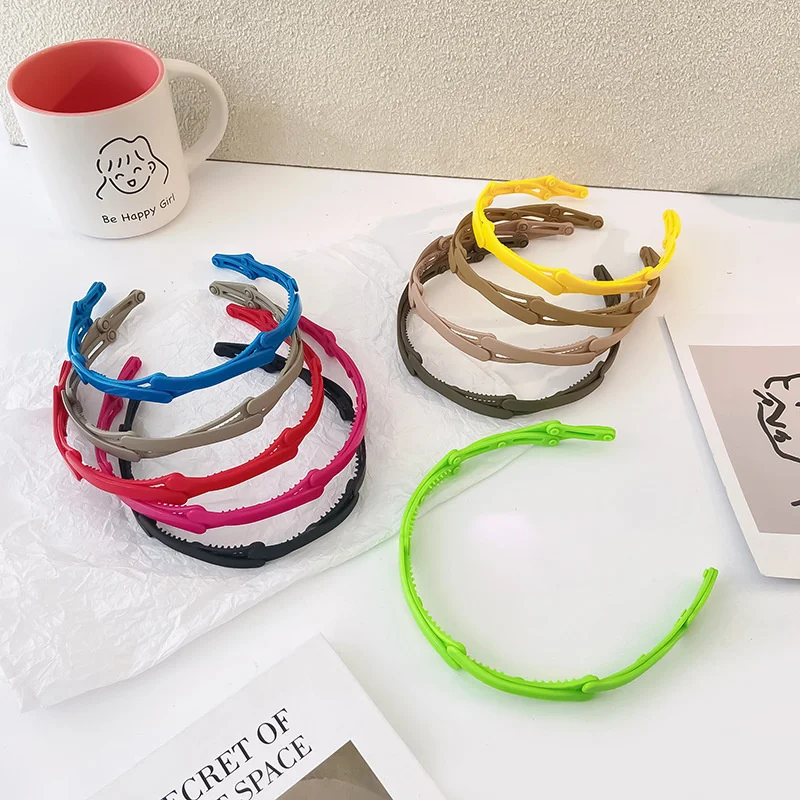 Обручи для волос корейские женские модные однотонные складные нескользящие