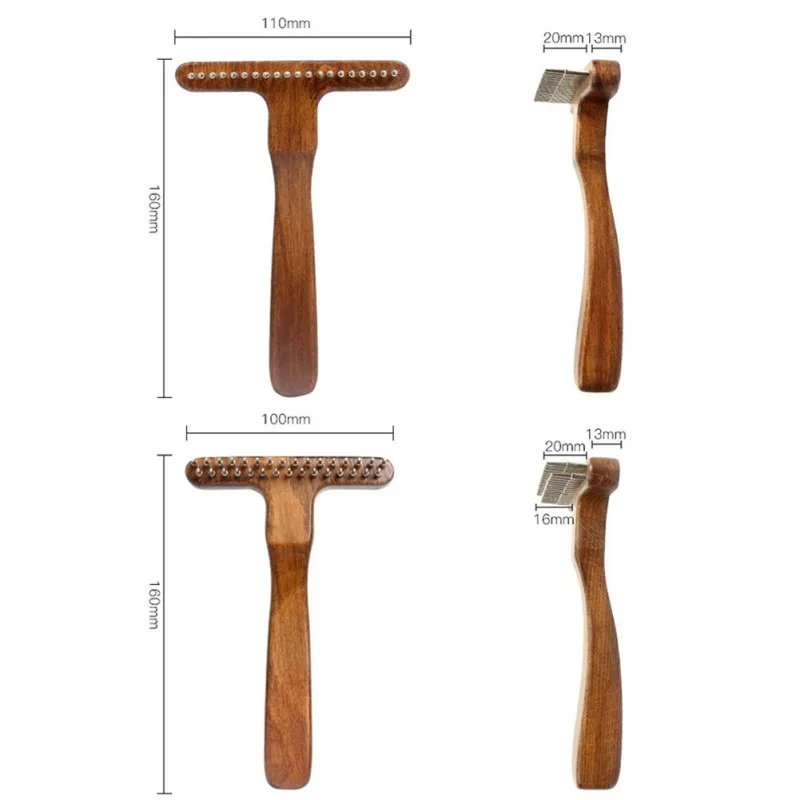 

Pets Metal Round Needle Comb With Wooden Handle Single Row/Double Row Skin-Protective Hair Remove Massage Comb T