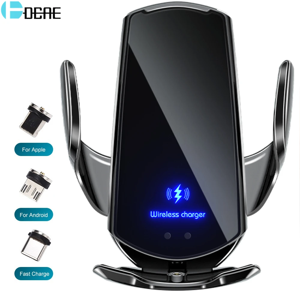 Automatic 15W Qi Car Wireless Charger for iPhone 13 12 11 XR X 8 Samsung S22 S21 Magnetic USB Infrared Sensor Phone Holder Mount