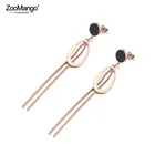 Женские богемные серьги с кисточками, из титана и стали, розовое золото, ручной работы, из акрила, ZE19173