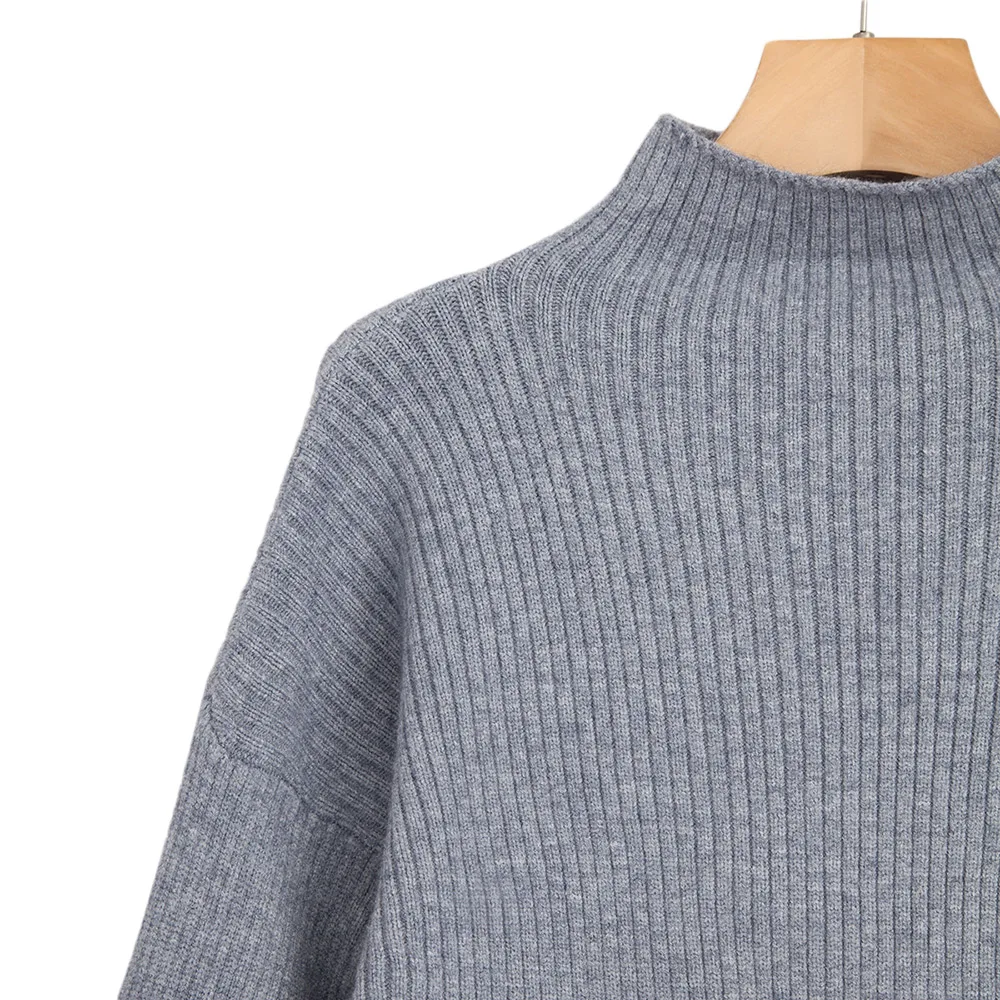 ZAFUL Long Wide Sleeve Funnel Collar Jumper Sweater Women Turtleneck Solid Khaki Loose Pullover Warm Winter Inside Tops 2019 | Женская