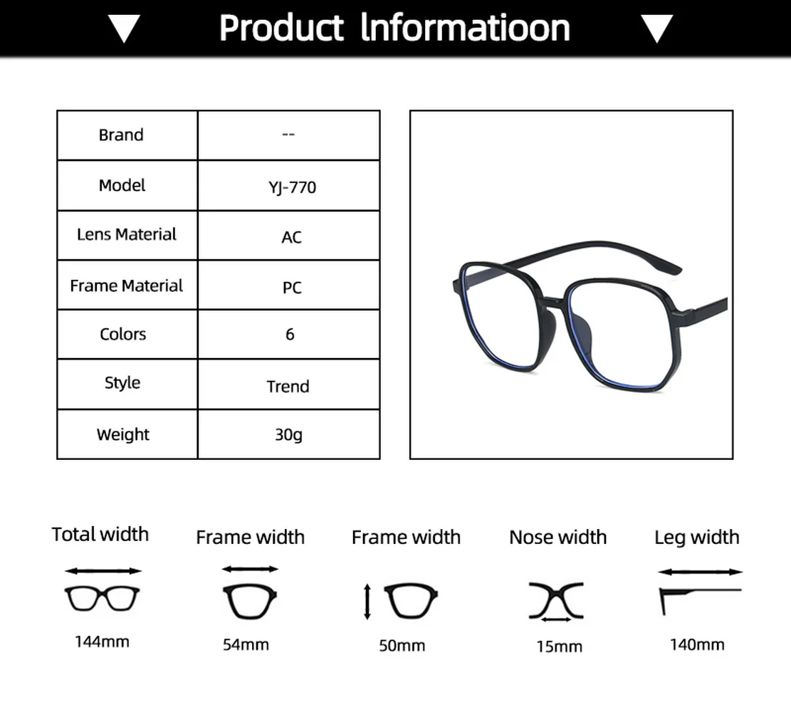 

Polygon Fashion Oversized Protection Anti Blue Light Glasses Office Computer Blue Blocking Eyeglasses Unisex Clear Lens Eyewear