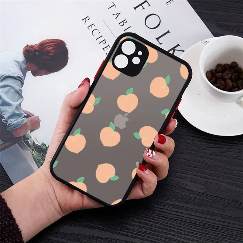 

Phone Case For iPhone 12 11 Mini Pro XR XS Max 7 8 Plus X peach Matte transparent cover