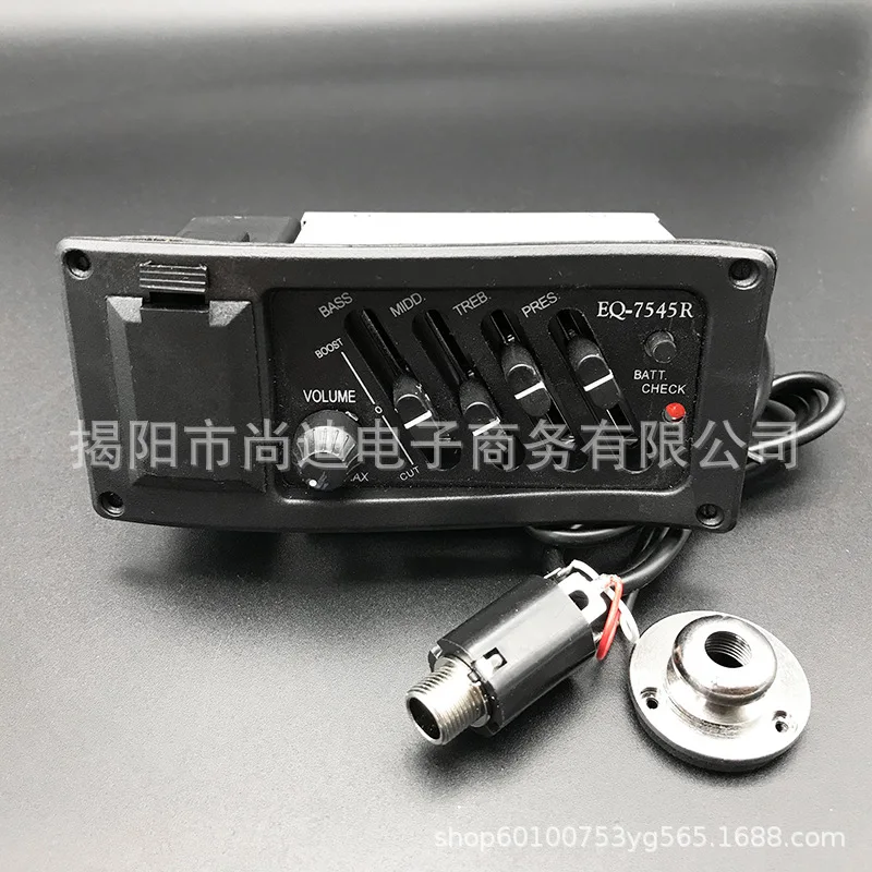 

Tail Nail Eq7545r Folk Wooden Guitar Hole Vibration Pickup Four-Stage EQ Equalizer with Italian Tail Nail