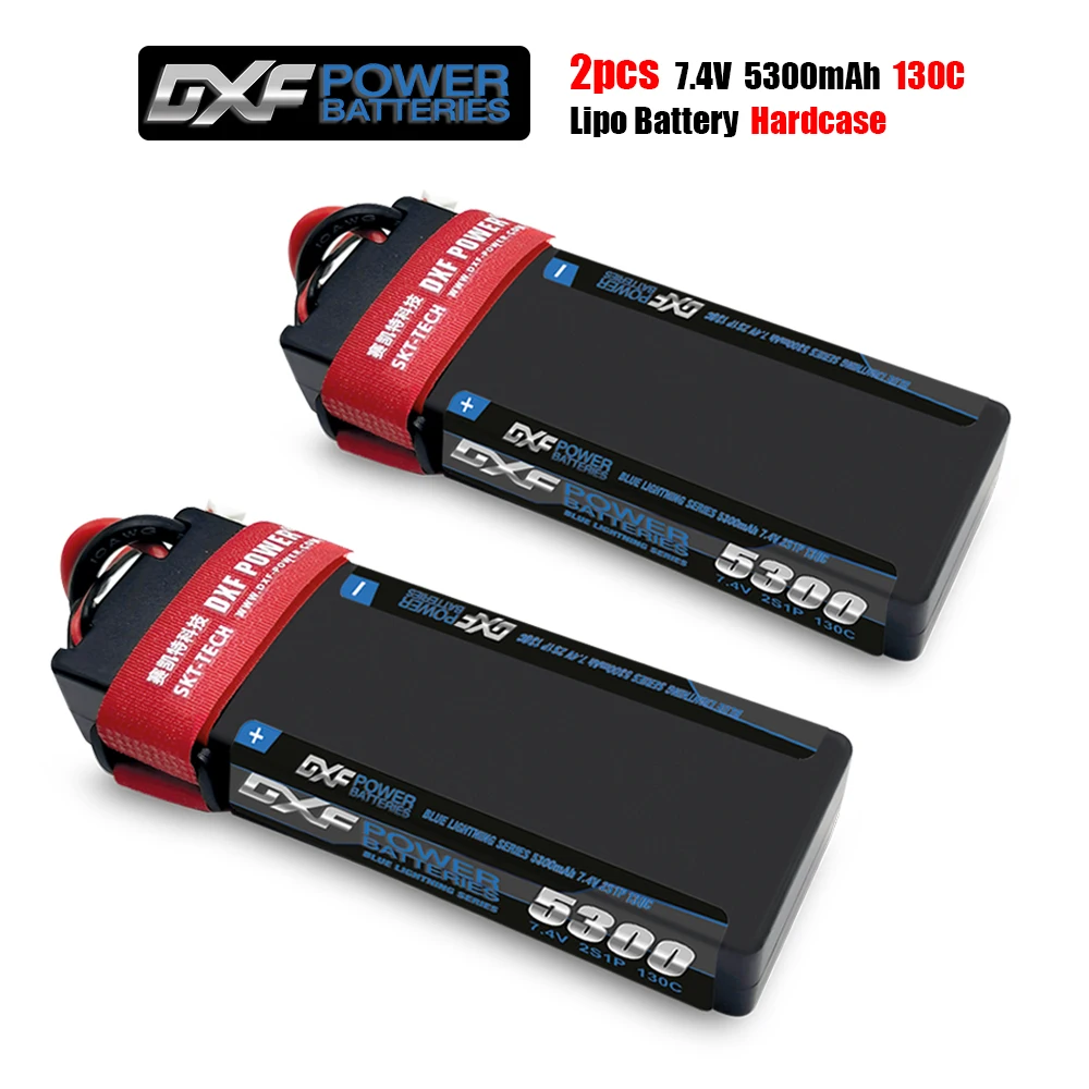 DXF 2PCS Lipo Battery 2S 7.4V 8400Mah 5300Mah 7000Mah 6200Mah 120C 130C 60 80C HardCase For RC Buggy Truggy enlarge