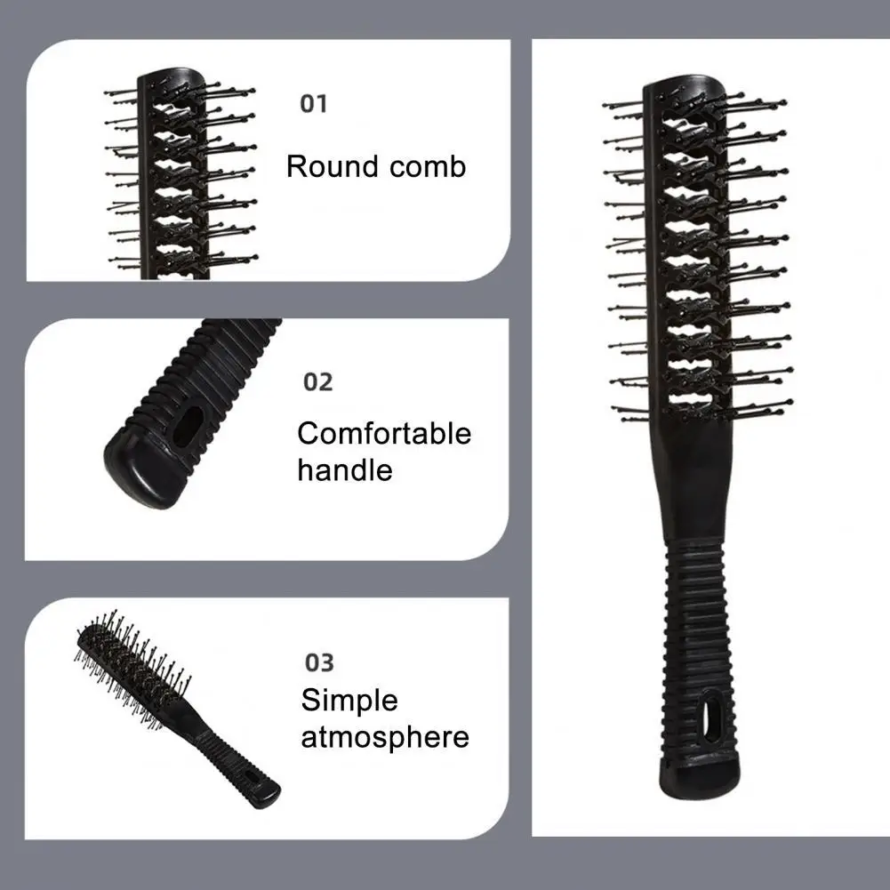 

Rib Comb Soft Teeth Ergonomics Handle Non-Knotted Professional Salon Curl Hair Black Comb for Home Use