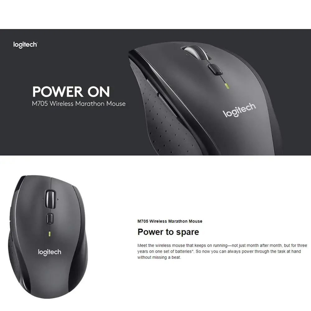 Беспроводная мышь Logitech M705 3 года работы от батареи usb приемник серая компьютерная