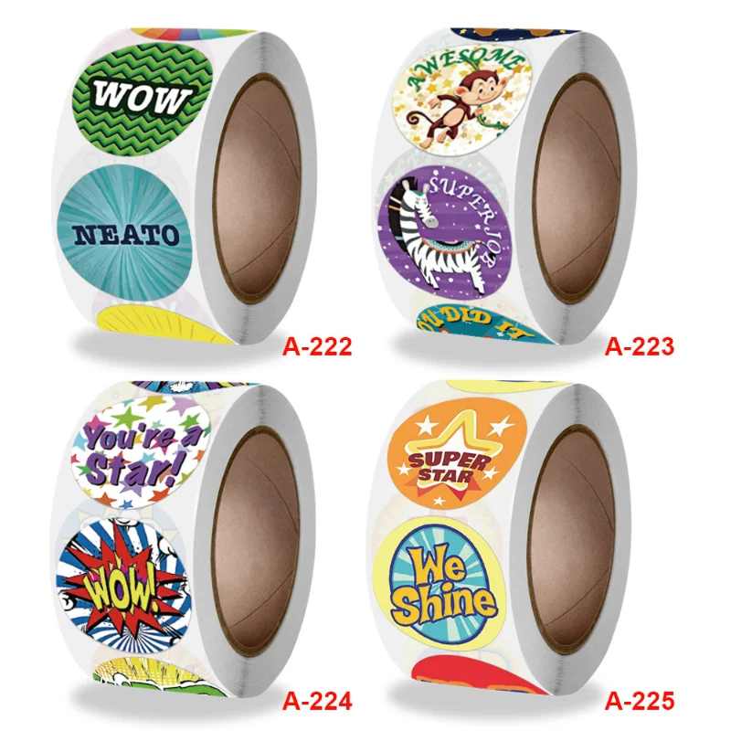 

500 шт/рулон 2,5 см модные цветные детские наклейки для наград креативные игрушки серии животных наклейки Классические Мультяшные наклейки ль...