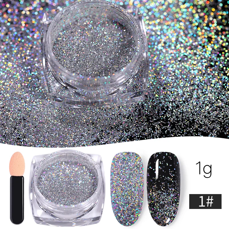 Color 1 BORN PRETTY голографический блестящий для ногтей порошок лазерный порошок красочный пигмент хромированные пигменты пыль два цвета дизайн ногтей DIY - Цвет: Color 1