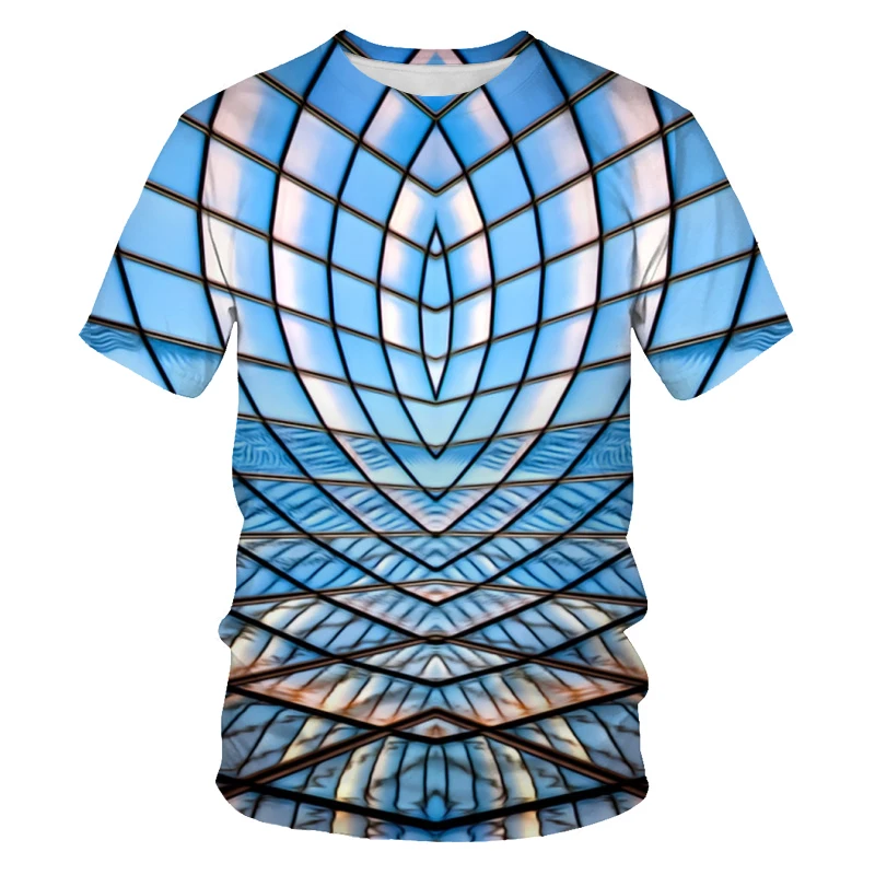 

2021 summer new three-dimensional colorful xia 3D printing pattern men's short-sleeved wear casual trendy T-shirt