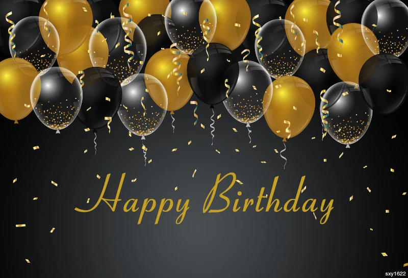 Sensfun задний фон для вечеринки в честь Дня Рождения черная тема золотые шары ленты