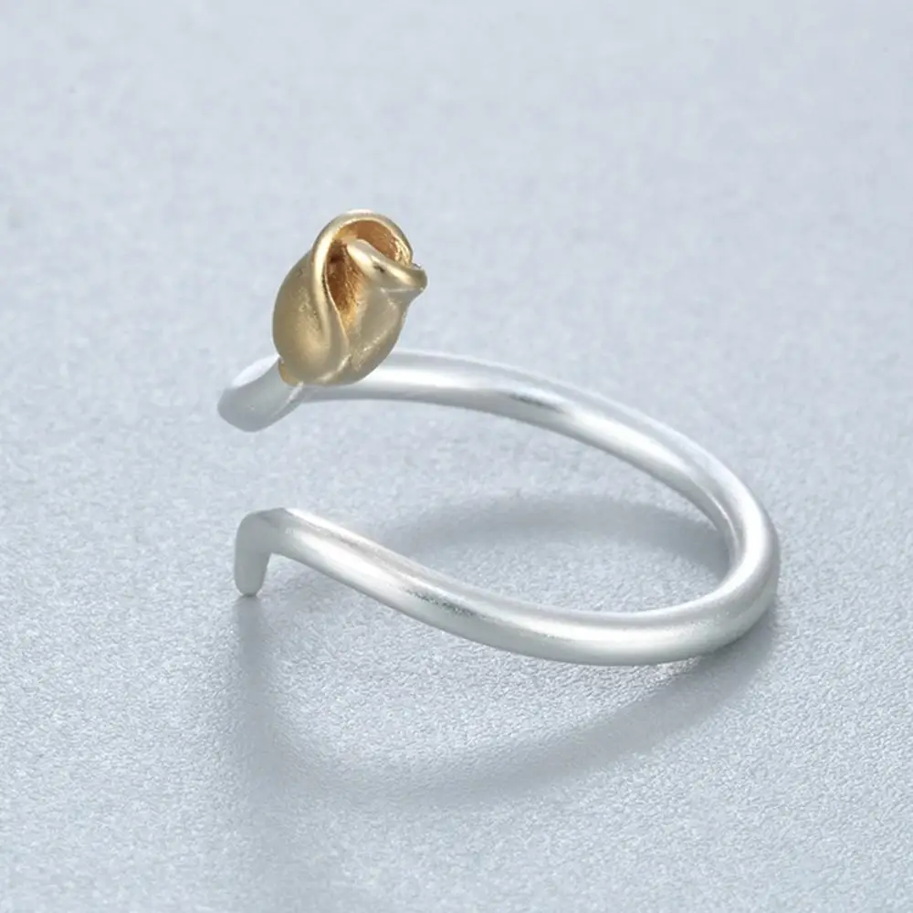 Kinitial Two Tone Rose Garden Flower Ring Resizable Finger Charms Rings For Women Valentine's Day Gift anillo Bijoux Jewelry | Украшения