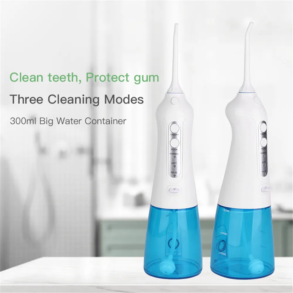

3 Modes Portable Oral Irrigator Cordless Water Dental Flosser USB Rechargeable 5 Nozzles Water Jet Floss Tooth Pick 300ml