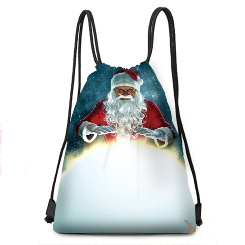 Santa Claus printed storage bag bundled polyester drawstring portable small cloth travel | Багаж и сумки