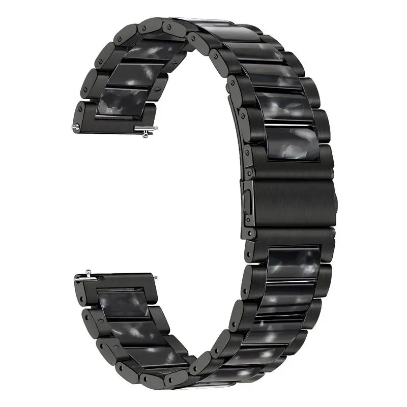 Black Gray Ремешок для часов из нержавеющей стали и смолы для huawei Watch GT/Honor Magic TicWatch Pro/E2/S2, быстросъемный ремешок, браслет - Цвет ремешка: Black Gray