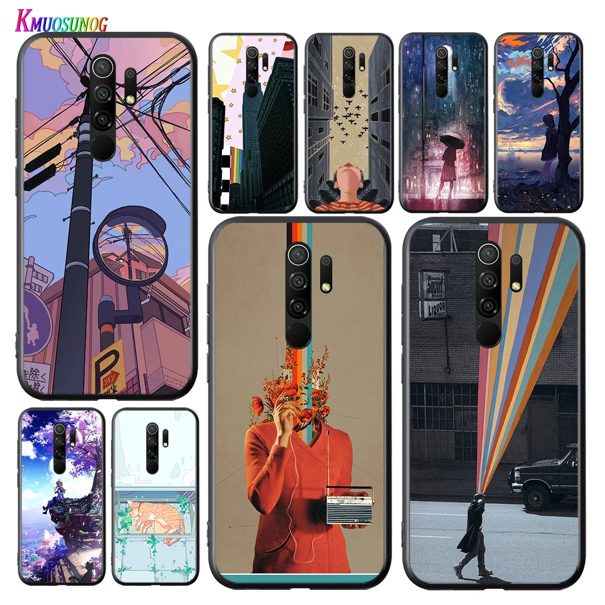 

Aesthetic Style Painting Art For Xiaomi Redmi 9A 9C 9 Prime GO 8A 7A 6A 5A 4X S2 Pro Plus Black Phone Case