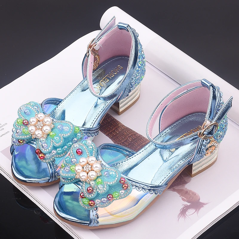 Летние сандалии для девочек на каблуке детская танцевальная обувь модная