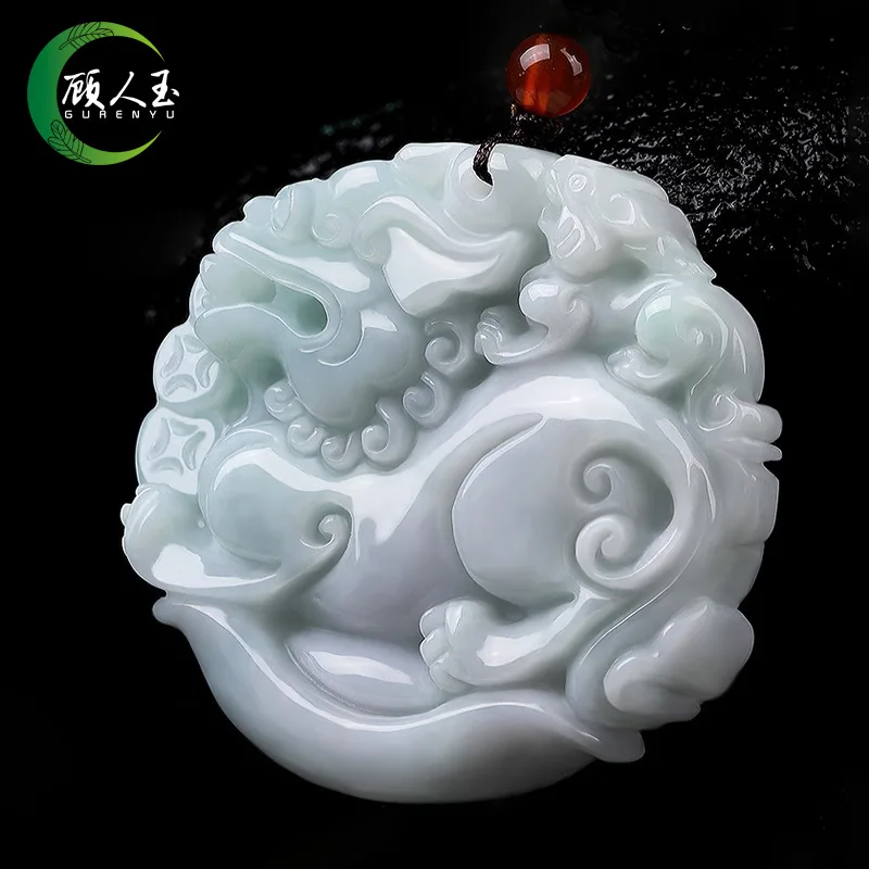 

Natural Emerald Double-sided Dragon Jade Pendant Necklace Charm Jewellery Fashion Hand-Carved Man Woman Luck Gifts Amulet New
