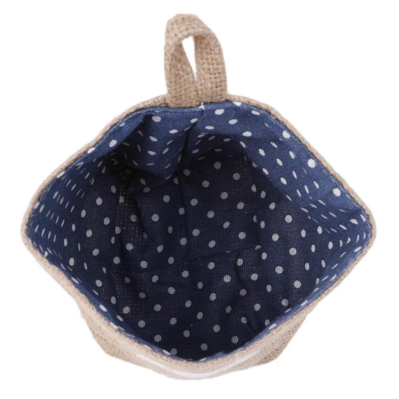 

Simple Large Capacity Women Cosmetic Box Jute Cotton Linen Sundries Basket Cosmetic Bag Wall Hanging Bags For Women