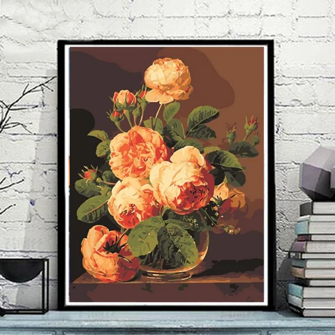 DIY картина маслом по номерам цветы картины холст живопись для гостиной стены