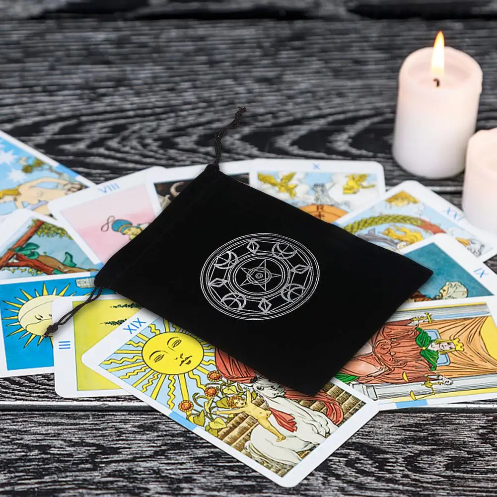 Bolsa de almacenamiento de cartas de Tarot de pentagrama de terciopelo, Mini bolsa con cordones, bolsita con cord&oacute;n para joyer&iacute;a, 2021-1