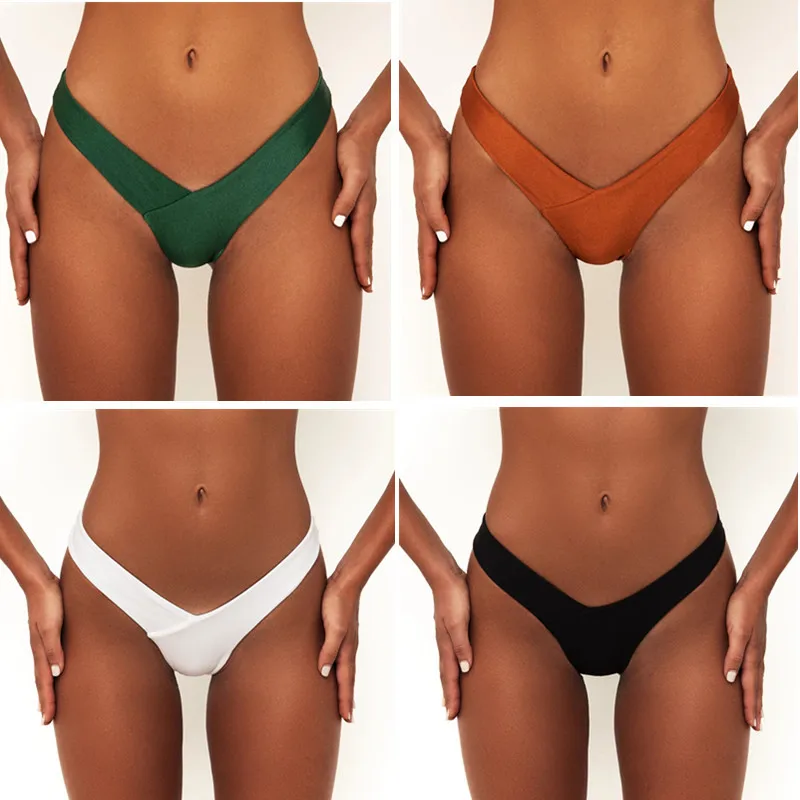 2020 Bikini Pants Solid Color Nylon Sexy Swimming Trunks Triangle Swimsuit | Женская одежда