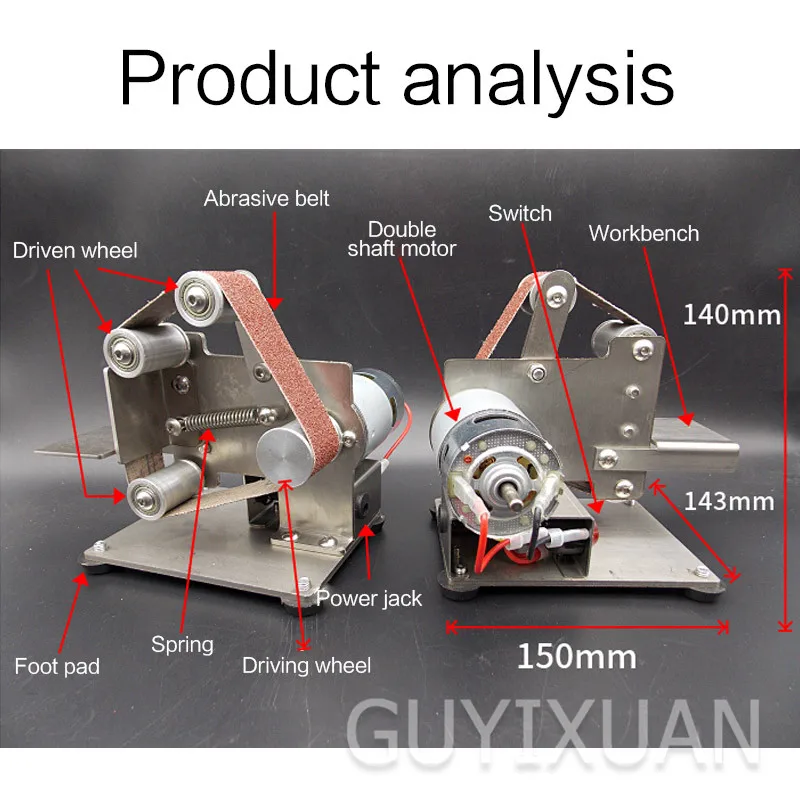 Электрический DC многофункциональный настольный ленточный станок плоский мини