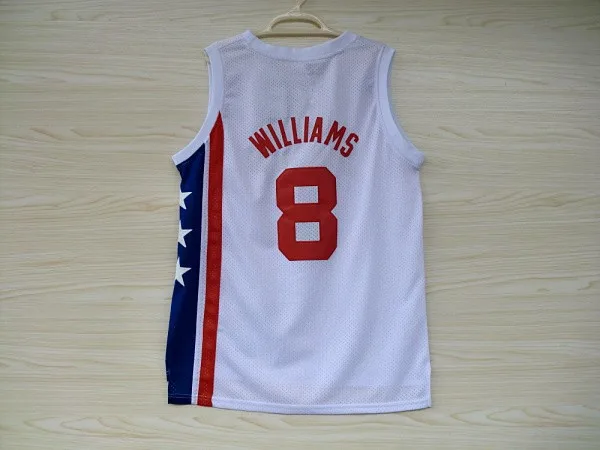

Баскетбольная майка 8 Deron Williams, белая, голубая, ретро, любой размер