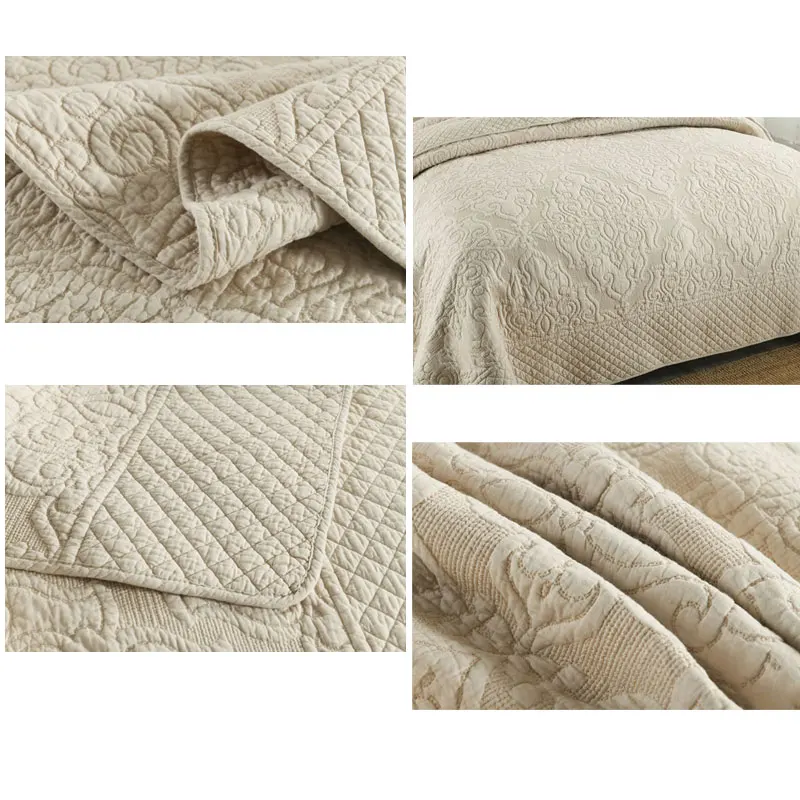 Двойное покрывало с вышивкой в европейском стиле стеганое из промытого хлопка