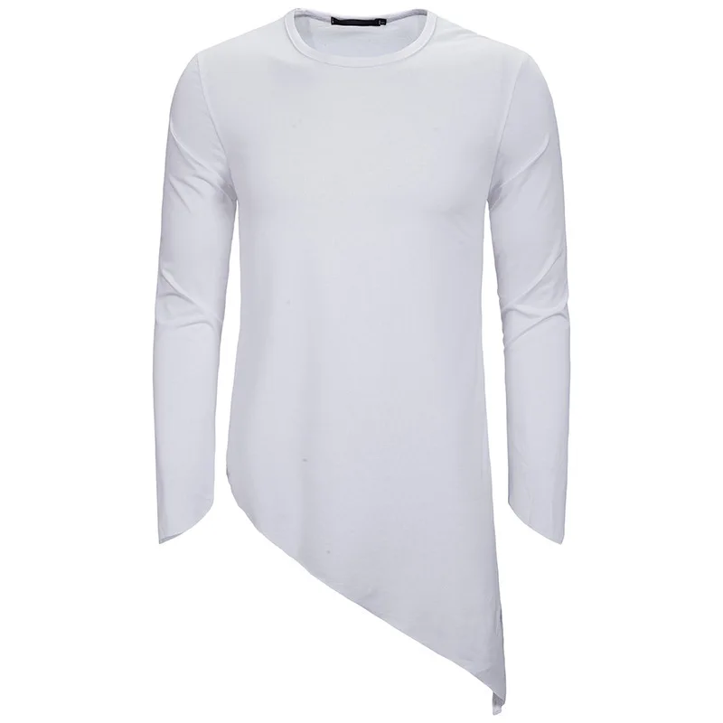 

Men's Long Sleeve T-shirt Irregular Bottom Hem Long Sleeve Casual T-shirt