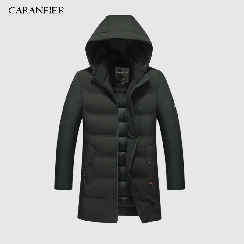 A06 Green CARANFIER/зимнее пальто, Мужская ветровка с меховым капюшоном, утепленная куртка, Мужская Уличная одежда в стиле хип-хоп, военные тренчи, длинная парка XXXL 4XL - Цвет: A06 Green
