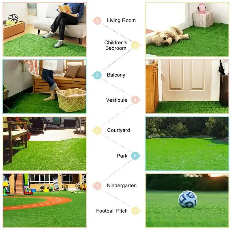 

2x5/2x3M 40mm Hight Outdoor Artificial Lawn Grass Mat Indoor Lawn Turf Synthetic Rugs Mat Garden Landscape Decoration White Back
