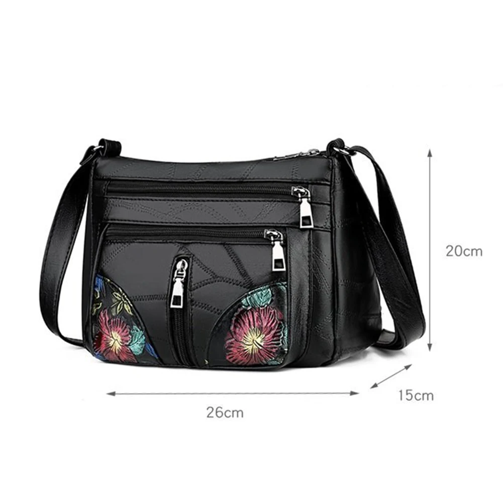 

Fashion Women Shoulder Crosssbody Bag Vintage Sheepskin Flower Print Crossbody Totes Mother Female Multi-pocket Shopping Handbag