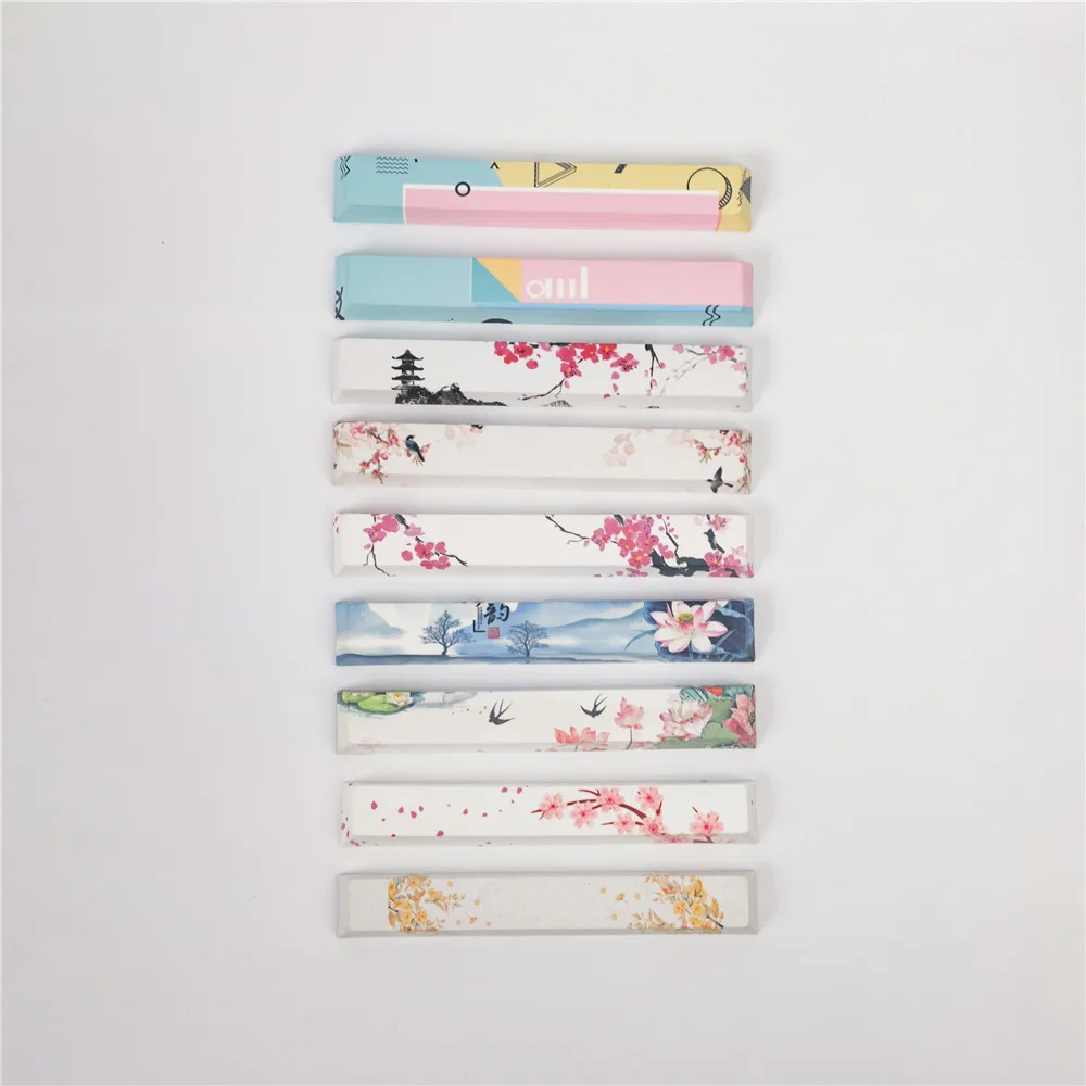 

PBT пятисторонняя сублимации ключевой Кепки для механической клавиатуры 6,25 пространство Кнопка вишня профиль индивидуальный ключ Кепки чер...