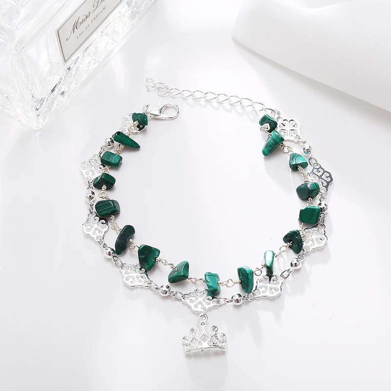 Новинка двухслойный ножной браслет инкрустированный камнем многослойный набор