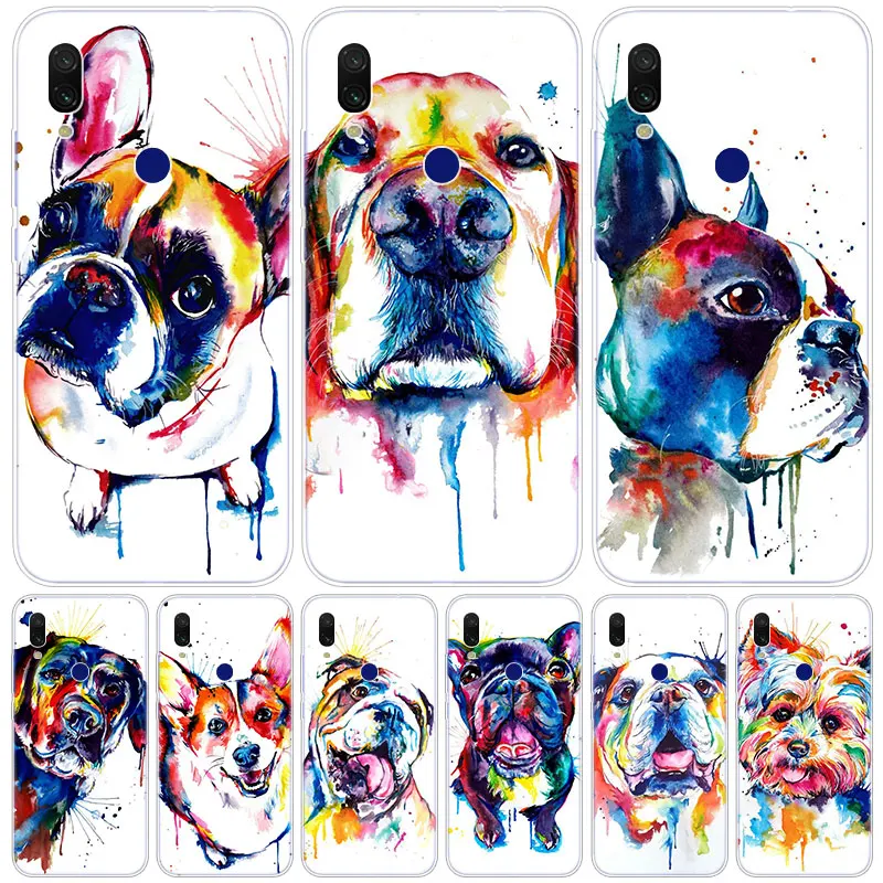 Силиконовый чехол с французским бульдогом собакой Мопсом для Xiaomi Redmi K20 5X 6X Play A1 A2 8