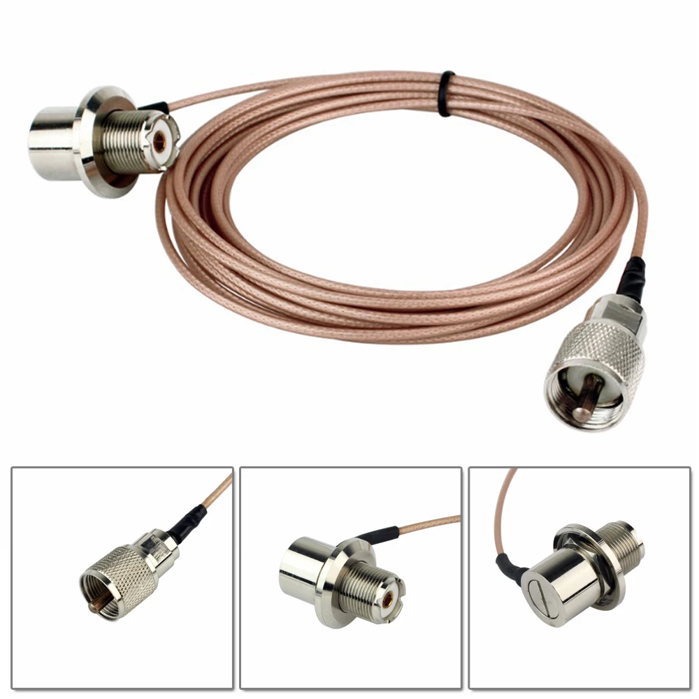 Коричневый коаксиальный кабель для радиоантенны RG316 PL259 UHF Male к разъему So239 16 футов