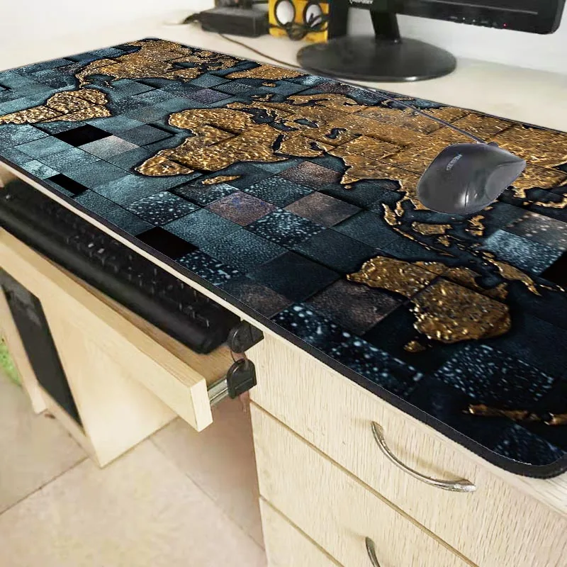 

XGZ 900x400/600x300mm World Map Locking Edge Mouse Pad Large Mat Desk Mats Big pads Gaming Rug XL for Office