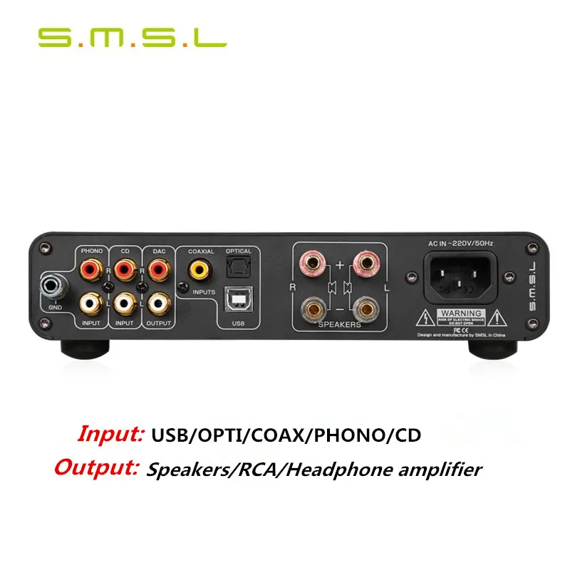 

SMSL A6 DSD Digital Amplifier Optical/USB DAC ICEPOWER 50AS*2 SE Module CM6632A + AK4452 hifi Headphone Amplifier with DAC