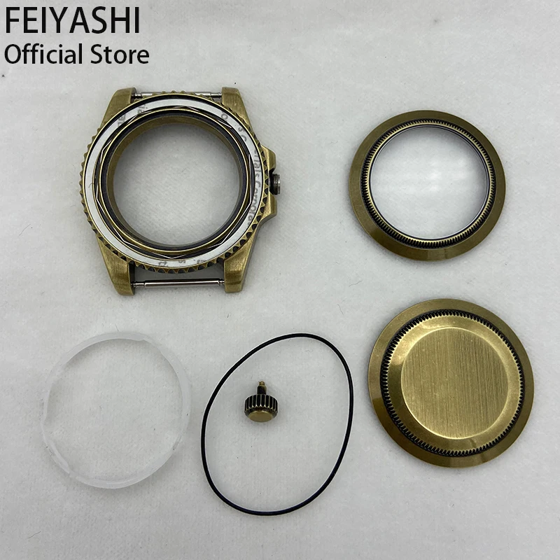 Men's bronze watches case Submariner accessory parts 40mm 316L Stainless Steel Sapphire Glass For seiko nh35 nh36 dial movement