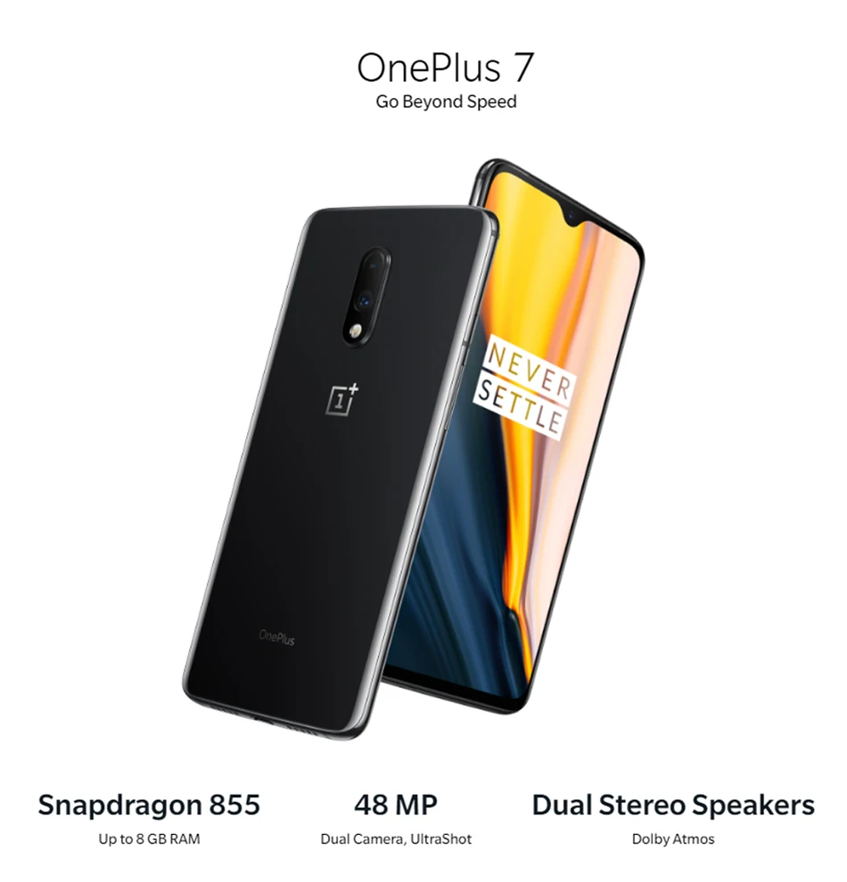 Смартфон OnePlus 7 8/12GB 256GB с глобальной ПЗУ, Восьмиядерный процессор Snapdragon 855, 6,41 дюймов, 48MP, разблокировка экрана мобильного телефона, аккумулятор 3700 мАч, NFC