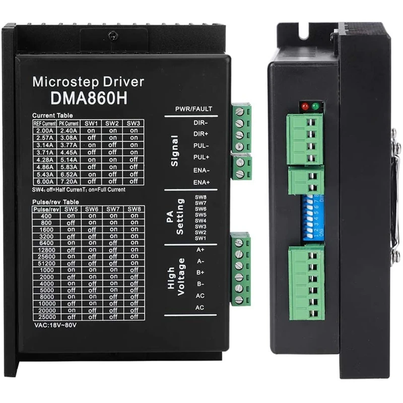 

2Pcs DMA860H Step Driver 2 Phase DSP Microstep Driver for Nema 34 Nema 42 AC24-80V DC24-80V