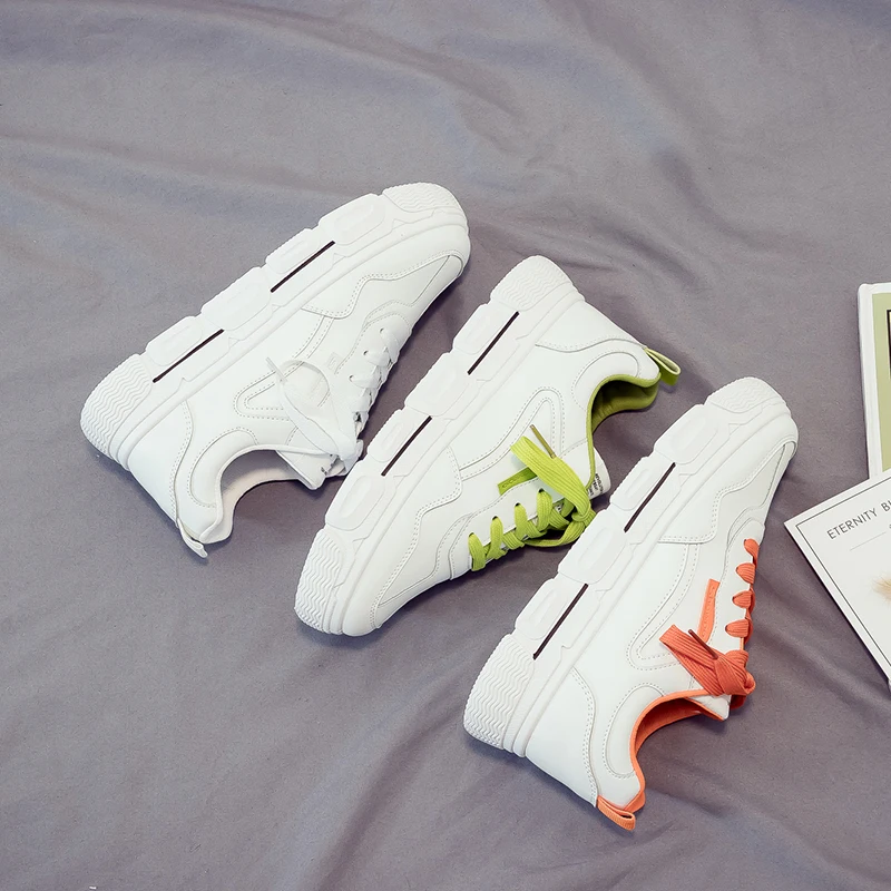 

Fashion Women's Skateboard Sports Shoes Genuine Leather Sneaker Silicone Hydration Woman Vulcanize Outdoor Platform White Shoe