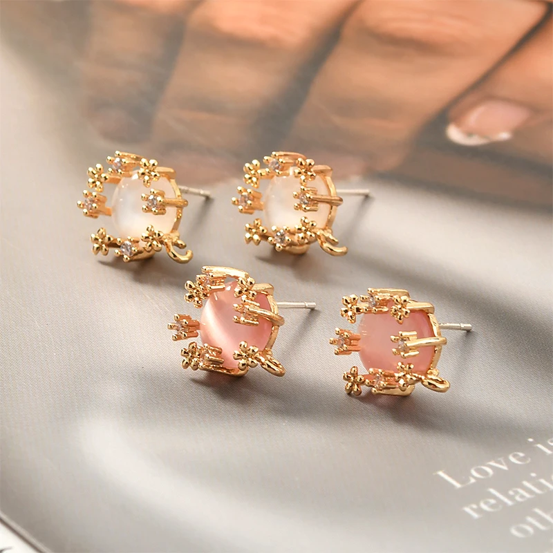 2 шт циркон цветок кошачий глаз круглый пояс висячая Серебряная игла кулон diy