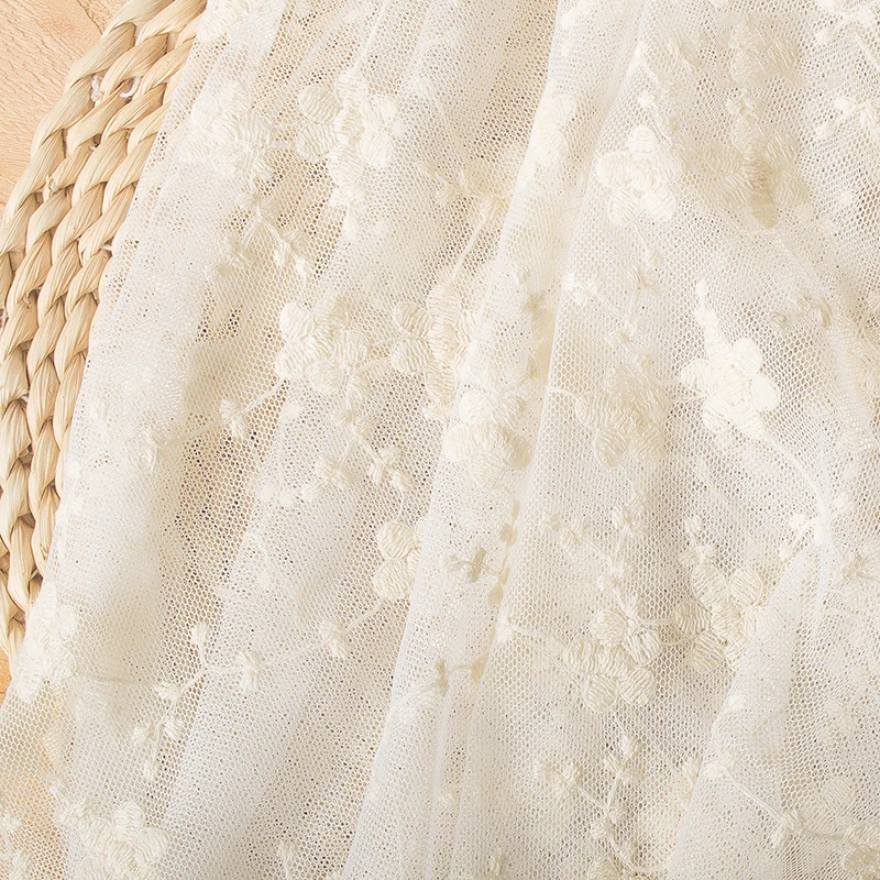 Жаккардовая сетчатая ткань с вышивкой 1 ярд 130 см | Дом и сад